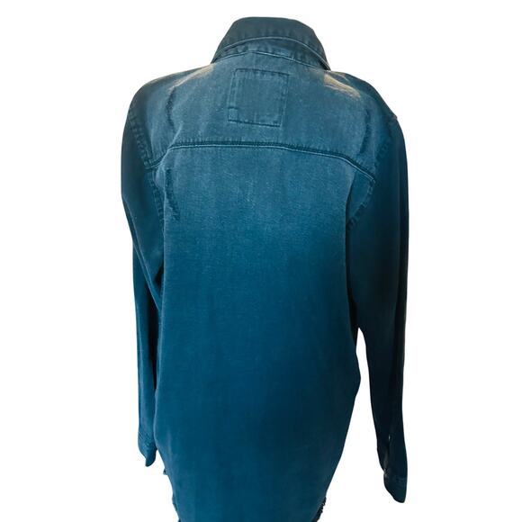 Black Distressed Denim Shacket Women's Size M Oversized Jacket - Picture 4 of 4